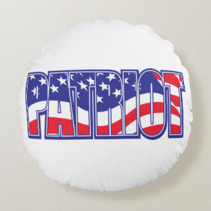 Patriot in der US-Flagge Rundes Kissen