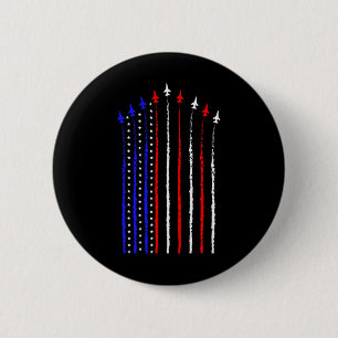 Patriot July 4. Fighter Jets Airplane USA Flag Ki Button