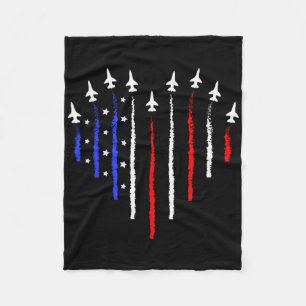 Patriot July 4. Fighter Jets Airplane USA Flag Ki Fleecedecke