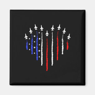 Patriot July 4. Fighter Jets Airplane USA Flag Ki Magnet