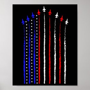 Patriot July 4. Fighter Jets Airplane USA Flag Ki Poster