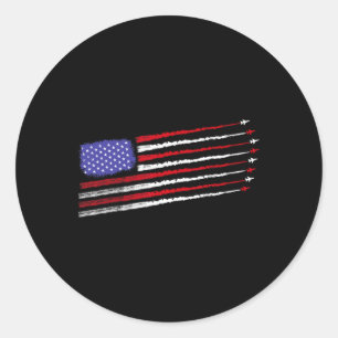 Patriot July 4. Fighter Jets Airplane USA Flag Ki Runder Aufkleber
