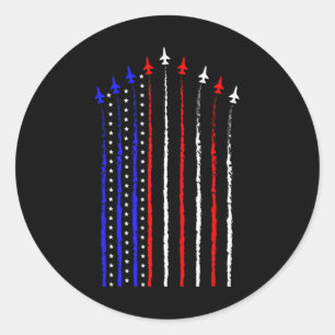 Patriot July 4. Fighter Jets Airplane USA Flag Ki Runder Aufkleber