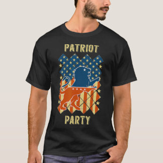 Patriot Party Vintage US-Flagge mit Löwe T-Shirt