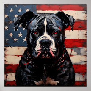 Patriot Pitbull mit amerikanischer Flagge 4. Juli Poster