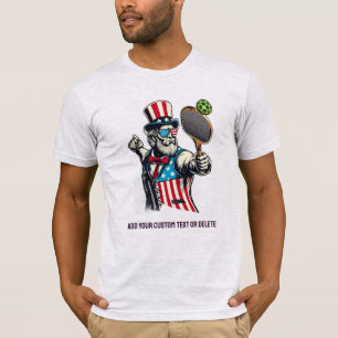 Patriot Playing Pickleball Pickleballer USA Flag T-Shirt
