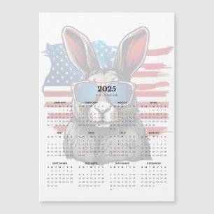 Patriot Rabbit Red White Blue 2025 Magnet-Kalender Magnetkarte