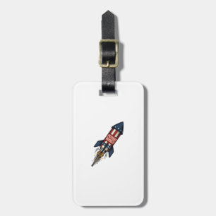 Patriot-Rakete 4. Juli Vintage-Feuerwerk-Design Gepäckanhänger