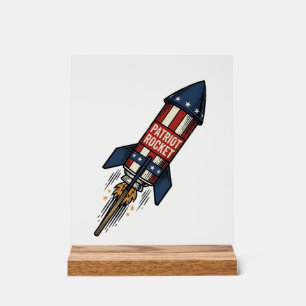 Patriot Rocket 4. Juli Vintage-Feuerwerk Design Acrylschild