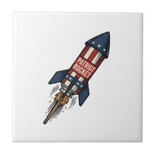 Patriot Rocket 4. Juli Vintage Feuerwerk Design Fliese