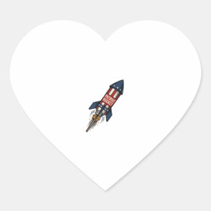 Patriot Rocket 4. Juli Vintage Feuerwerk Design Herz-Aufkleber