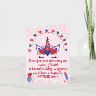 Patriot unicorn funkeln Geburtstag, Einladung