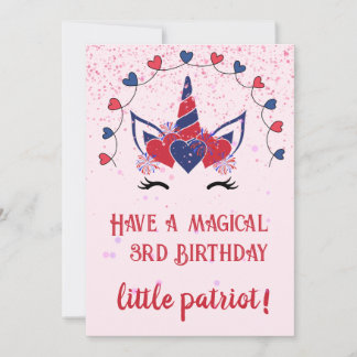 Patriot unicorn funkeln Geburtstagskarte, Einladung