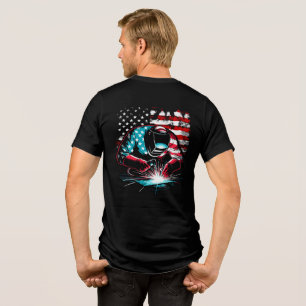 Patriot USA Flag Schweißer beim Zünden eines Licht Tri-Blend Shirt