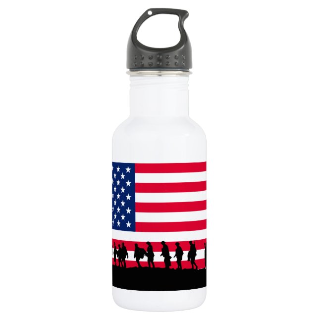 Patriot USA Soldiers Fahnenmotiv Edelstahlflasche (Vorderseite)