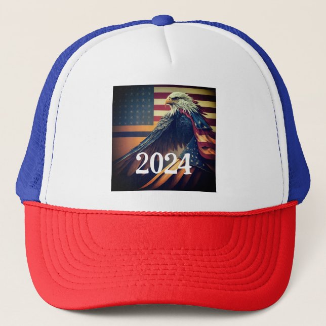 Patriotic 2024 Eagle Cap Truckerkappe (Vorderseite)