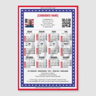 Patriotic 2026 Political Election QR Code Calendar Magnetkarte