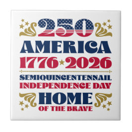 Patriotic 250 America Typografy Keramik Tile Fliese