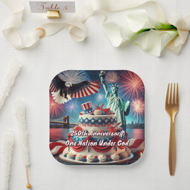 Patriotic 250. Geburtstag, USA Geburtstag Pappteller (Hochzeit)
