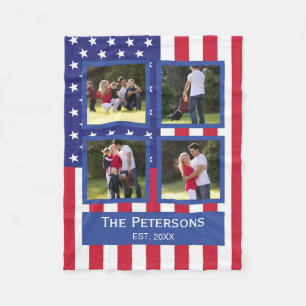 Patriotic 4 Foto Collage American Flag Monogram S Fleecedecke