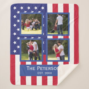 Patriotic 4 Foto Collage American Flag Monogramm Sherpadecke
