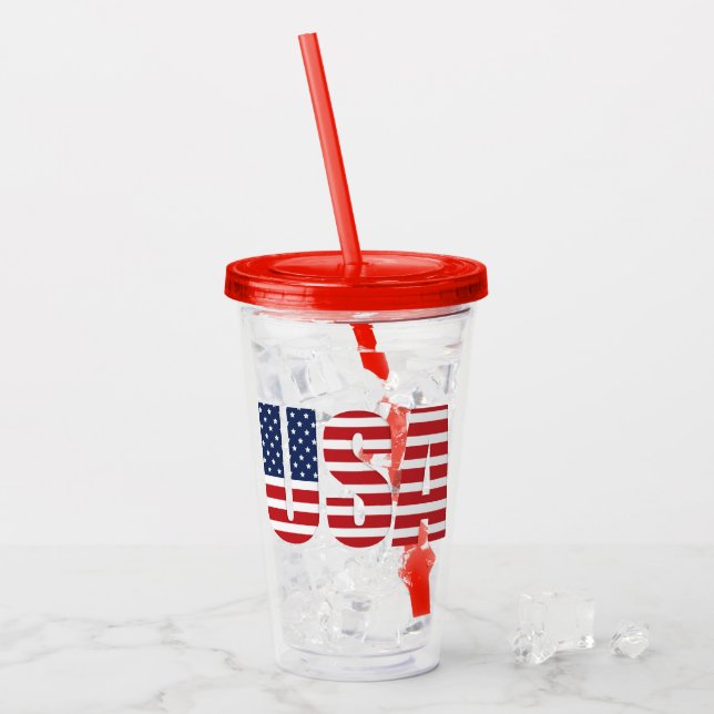 Patriotic 4. Juli Acrylic Tumbler Acryltrinkbecher (Vorderseite Ice)