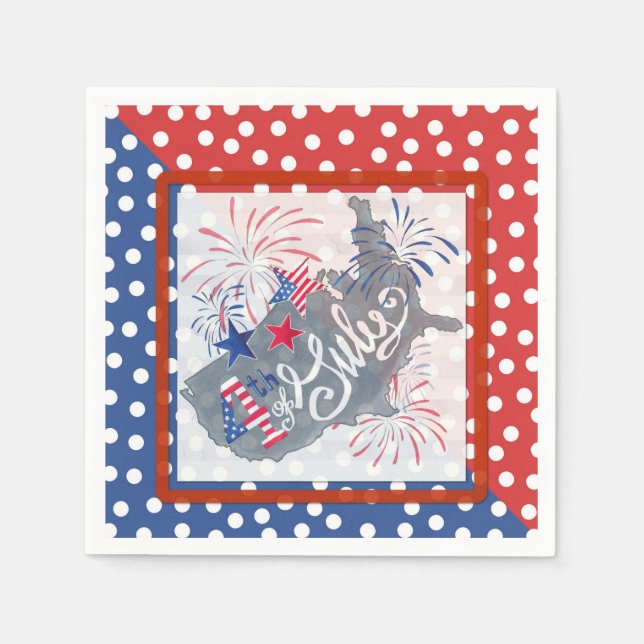 Patriotic 4. Juli America Map Flag Serviette (Vorderseite)