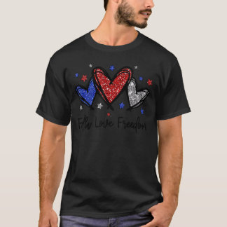 Patriotic 4. Juli Amerikanische Flagge Herz Faith T-Shirt