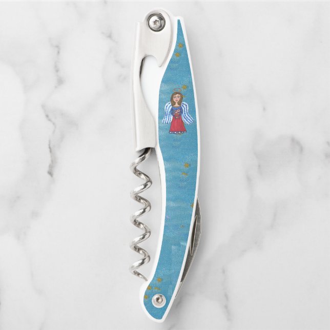 Patriotic 4. Juli Angel American Flag Gold Stars Kellnermesser (Vorderseite)