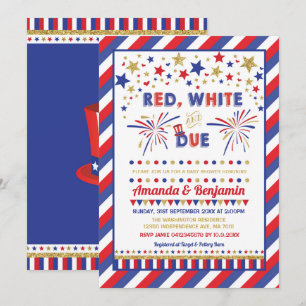 Patriotic 4. Juli Baby Dusche Red White and Due Einladung