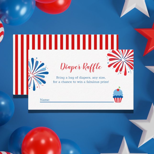 Patriotic 4. Juli Babydusche Windeln Raffle Begleitkarte (Von Creator hochgeladen)