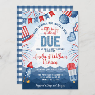 Patriotic 4. Juli Fireworks Baby Shower Einladung