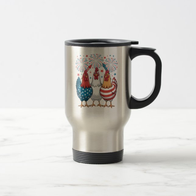 Patriotic 4. Juli Flag Chicken USA Flag Reisebecher (Rechts)