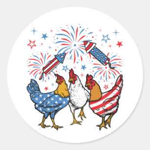 Patriotic 4. Juli Flag Chicken USA Flag Runder Aufkleber
