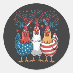Patriotic 4. Juli Flag Chicken USA Flag Runder Aufkleber