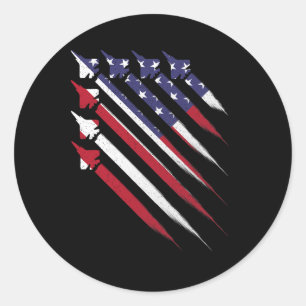 Patriotic 4. Juli Jet US-amerikanische Fahne Männe Runder Aufkleber