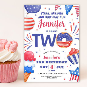 Patriotic 4. Juli Mädchen 2. Geburtstag Einladung