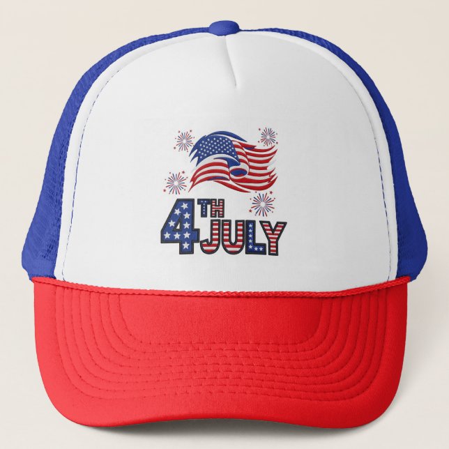 Patriotic 4. Juli Mesh Cap Truckerkappe (Vorderseite)