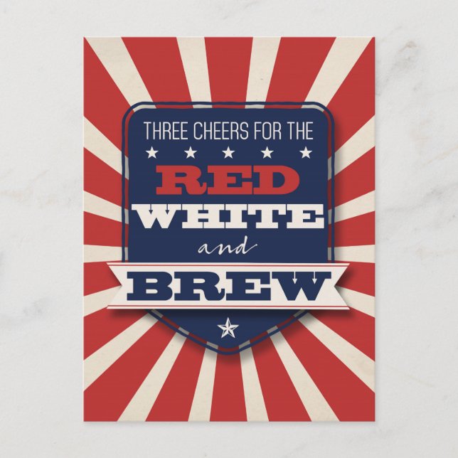 Patriotic 4. Juli Red White & Brew Custom Postkarte (Vorderseite)