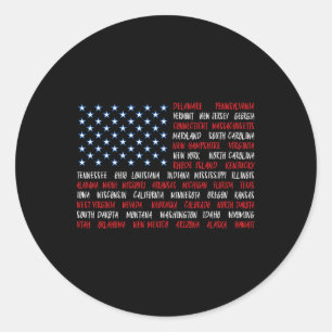 Patriotic 4. Juli US-amerikanische Flagge Alle 50 Runder Aufkleber