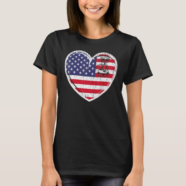 Patriotic 4. Juli US Flag Red White & Blue Cut T-Shirt (Vorderseite)