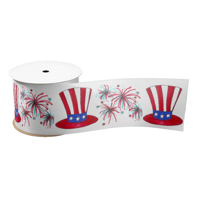 Patriotic 4. Juli USA Uncle Sam Fireworks Amerika Satinband (Spule)