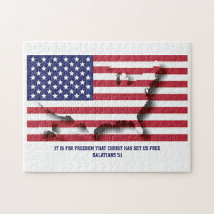 PATRIOTIC 4TH JULY For Freedom Christ Set Us Free Puzzle