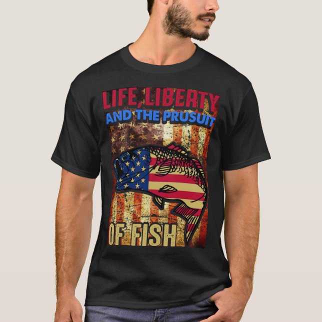 Patriotic 4th Of July American fishing Independenc T-Shirt (Vorderseite)