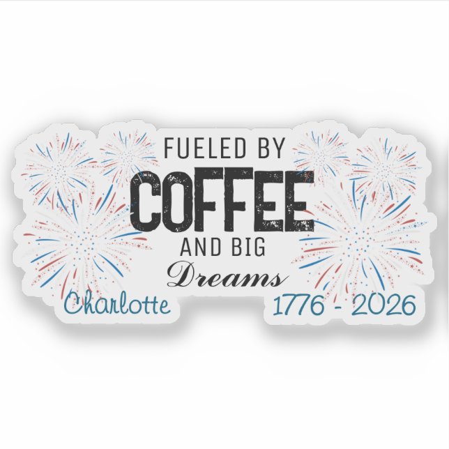  Patriotic 4th of July Custom Name Aufkleber (Vorderseite)
