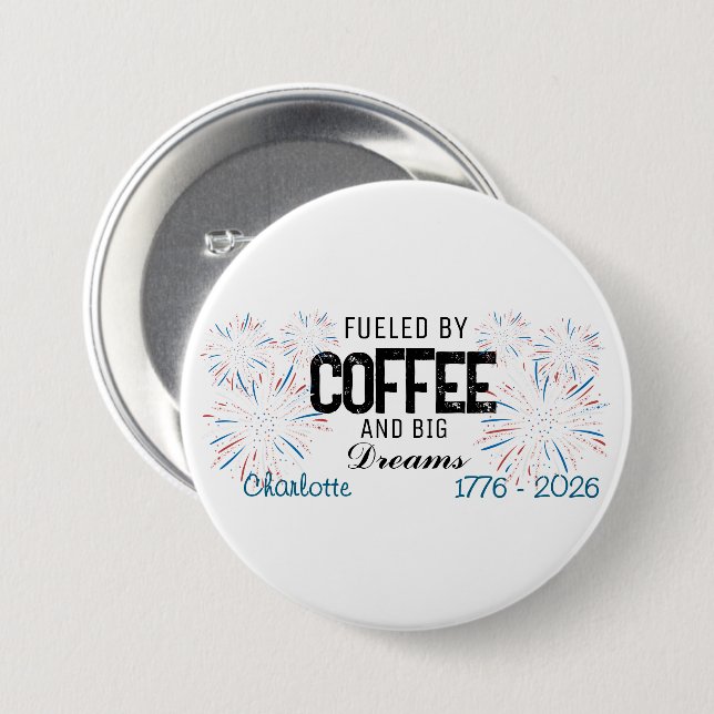  Patriotic 4th of July Custom Name Button (Vorne & Hinten)