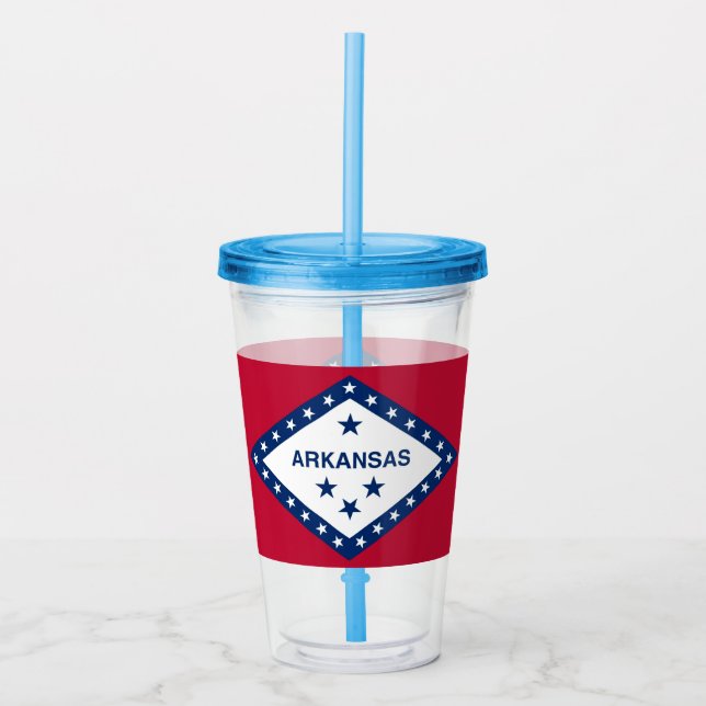 Patriotic Acrylic Tumbler mit Arkansas Fahne, USA Acryltrinkbecher (Vorderseite)