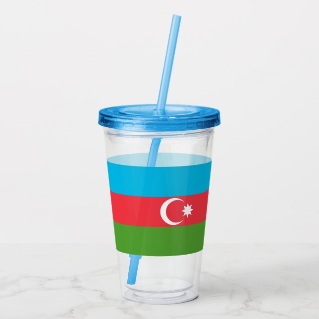 Patriotic Acrylic Tumbler mit der Flagge Aserbaids Acryltrinkbecher (Rückseite)