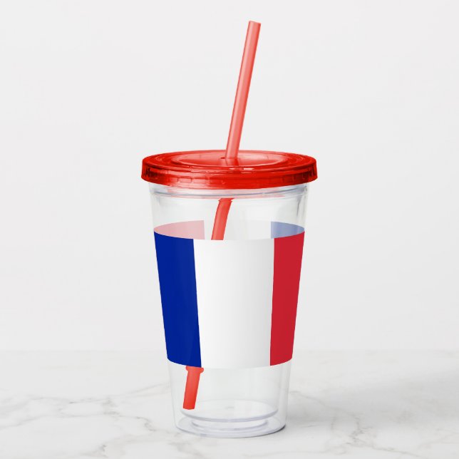 Patriotic Acrylic Tumbler mit der Flagge Frankreic Acryltrinkbecher (Rückseite)