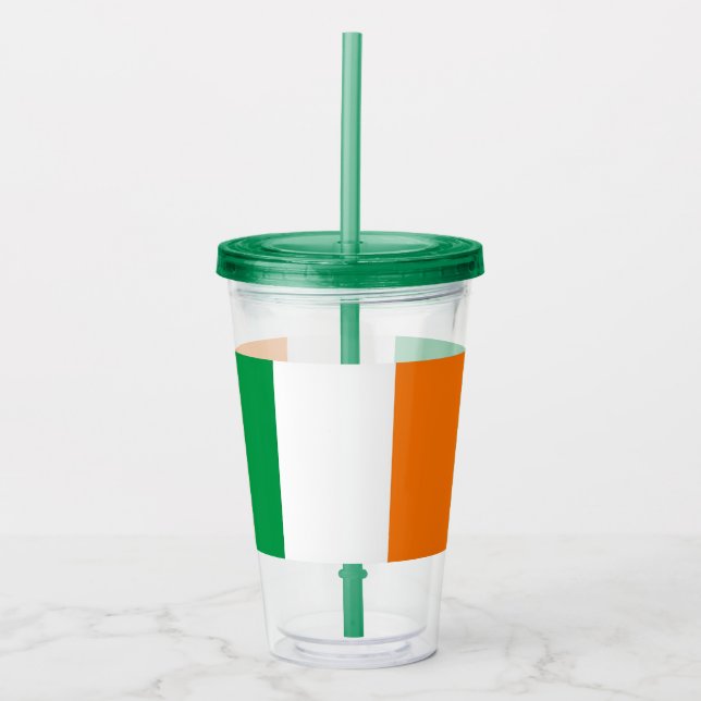 Patriotic Acrylic Tumbler mit der Flagge Irlands Acryltrinkbecher (Vorderseite)